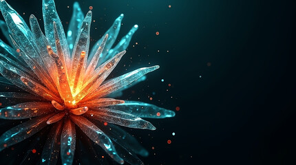 Abstract Radiating Crystal Flower in Vibrant Hues