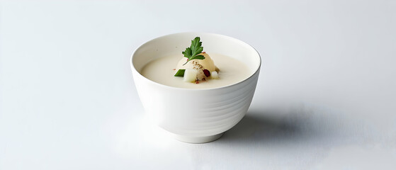 Elegant White Bowl With Creamy Soup Dish