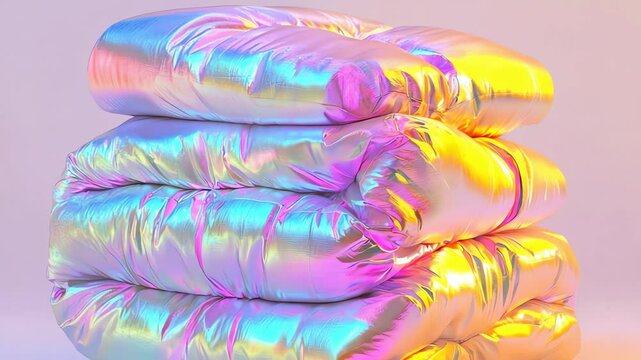 Stacked iridescent quilted fabric