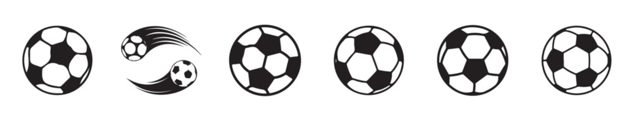 Obraz premium Soccer ball icon set in line style. football simple black style symbol,football or soccer ball icon set in different styles,vector illustration eps 10.
