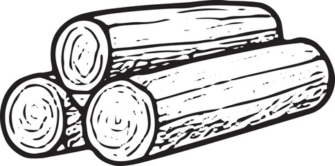 Obraz premium Sketch of stacked logs, perfect for firewood, lumber, or rustic decor graphic elements