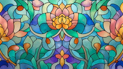 Beautiful Stained Glass Background Wallpaper in Pastel Colors