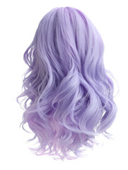 Naklejka premium Soft Lavender Hair PNG, Medium wavy lavender hair PNG, pastel lavender bounce hair cut-out, isolated soft shine hairstyle no model, Isolated Pastel Wavy Cutout, Gentle Hair Flow Element