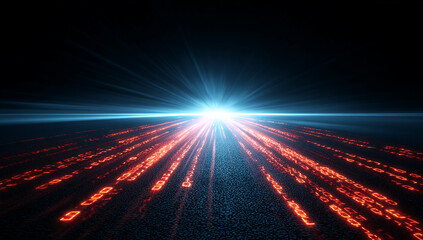 Futuristic Glowing Red Digital Road
