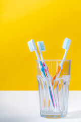 toothbrushes in a glass