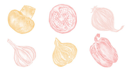 Pencil texture vegetables set