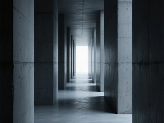 Fototapeta premium Concrete Corridor with Light at the End