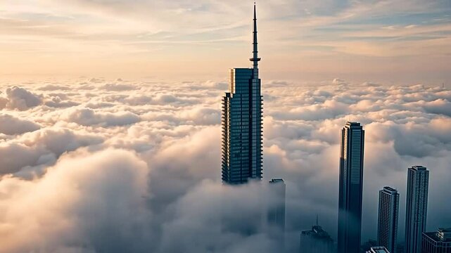 Skycraper above the Clouds: A Majestic Sunrise View