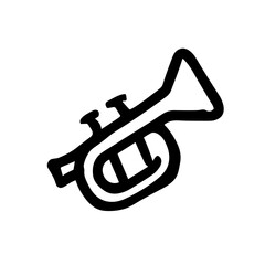 Simple Outline Handdrawn Trumpet Musical Instrument Illustration Symbol