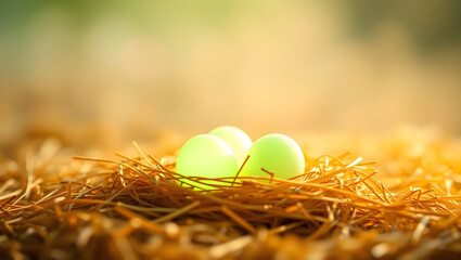 Obraz premium Pastel Easter Eggs in Nest