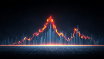 Glowing Cityscape Data Visualization at Night