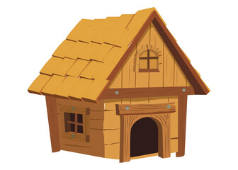 Rustic Wooden Cartoon House/Cabin Vector Illustration