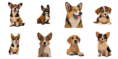 Obraz premium Multiple vector illustrations dog