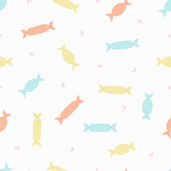 Seamless pattern with colorful sweet candy. Cute candies designed for party, card, scrapbook, fabric, wrapping, textile, stationary, and phone cases.