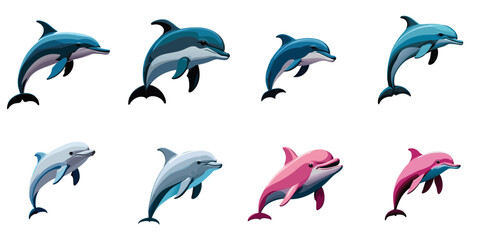Naklejka premium Multiple vector illustrations dolphin