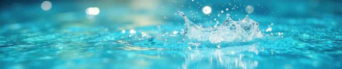 Refreshing splash of water on a hot summer day, sun reflecting on the surface, vibrant blue hues, idyllic summer scene , liquid, reflection, vacation