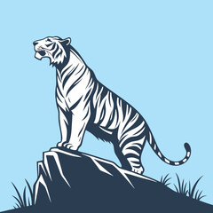 Naklejka premium White tiger in the wild vector illustration free.
