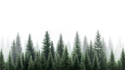 dark foggy forest landscape panorama view.