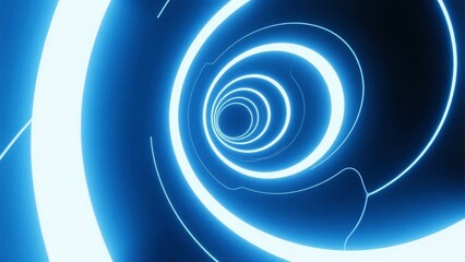 Fototapeta premium Blue Neon Spiral Tunnel with Glowing Lines