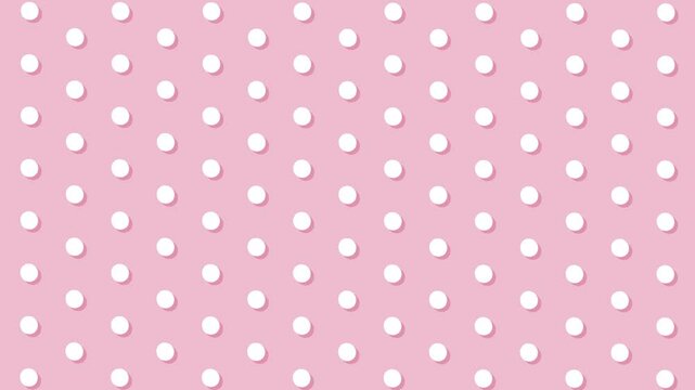 Seamlessly looping animated background. Rotating polka dots video, pink
