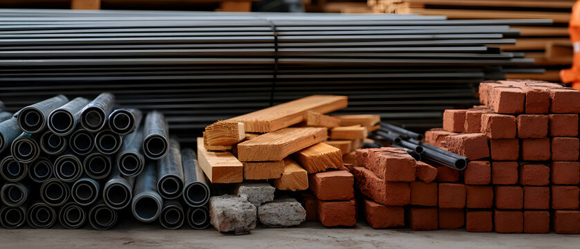 Construction Materials Stacked Outdoors