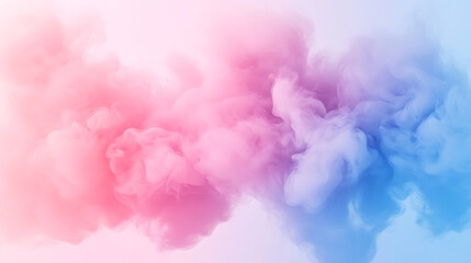 Fototapeta premium Delicate cotton candy cloud swirls with dreamy pink and blue hues soft pastel background