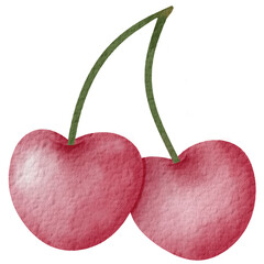 Cherry element drawing, cute, tied with a bow