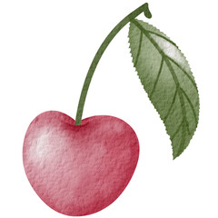 Cherry element drawing, cute, tied with a bow