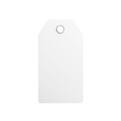 A blank white tag with a reinforced hole, isolated on transparent background