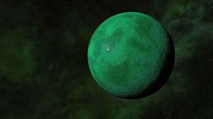 Naklejka premium Emerald Planet In A Dark Nebula Space