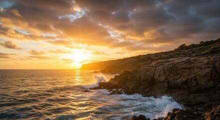 Obraz premium Dramatic Seascape with Warm Light