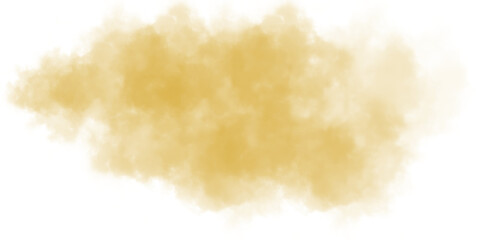 Golden watercolor cloud shape with soft edges on a transparent background. Perfect for overlays, art projects, or digital design use. Subtle and elegant abstract smoke-style texture.