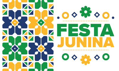 Festa Junina in Brazil. Brazilian festival. Happy holiday. Brazil flag. Carnival and parade. Summer fun party. Vector illustration