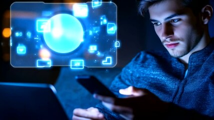 businessman using tablet pc with social media icons - Powered by Adobe