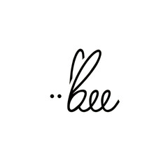 Minimalist Bee Typography Logo with Elegant Script and Subtle Insect Motif on Black Background – Perfect for Branding, Fashion, or Eco-Friendly Designs