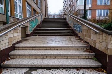 Obraz premium Urban staircase city architecture and public space