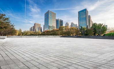 Tranquil Urban Landscape Showcasing Modern Architecture Against a Clear Sky
