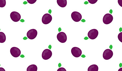 Passion fruit seamless pattern on blue background. Vector illustration of passion fruit.
