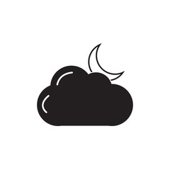 A black cloud with a crescent moon