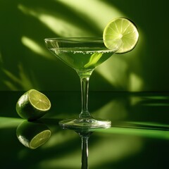 Green lime cocktail refreshment