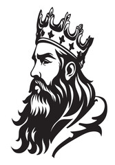 drawing of king one color logo black and white