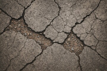 Fototapeta premium Grunge Cracked Sidewalk Pavement Texture – Exposed Inner Layers for Urban Weathered Depth