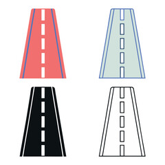 Four variations of simple road icons for design