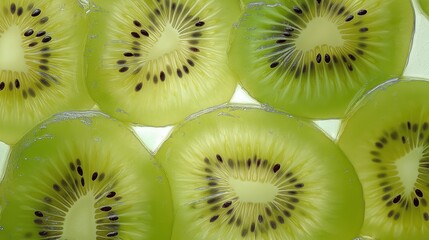 Layered kiwi slices display