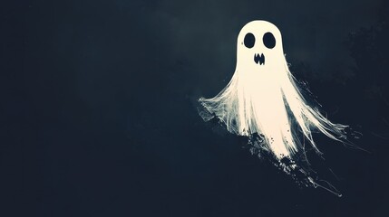 Halloween Minimalist Ghost Design with Dark Background