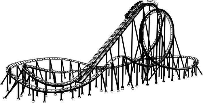 black and white roller coaster track clip art preview