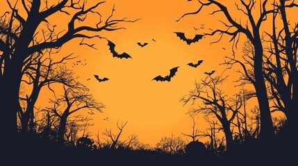 Halloween Minimalist Abstract Dark Forest Background
