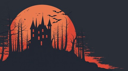 Halloween Abstract Haunted House with Minimal Elements
