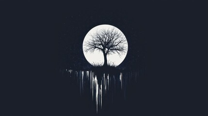 Abstract Halloween Minimalist Tree Silhouette Design