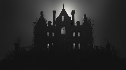 Halloween Minimalist Abstract Haunted Mansion